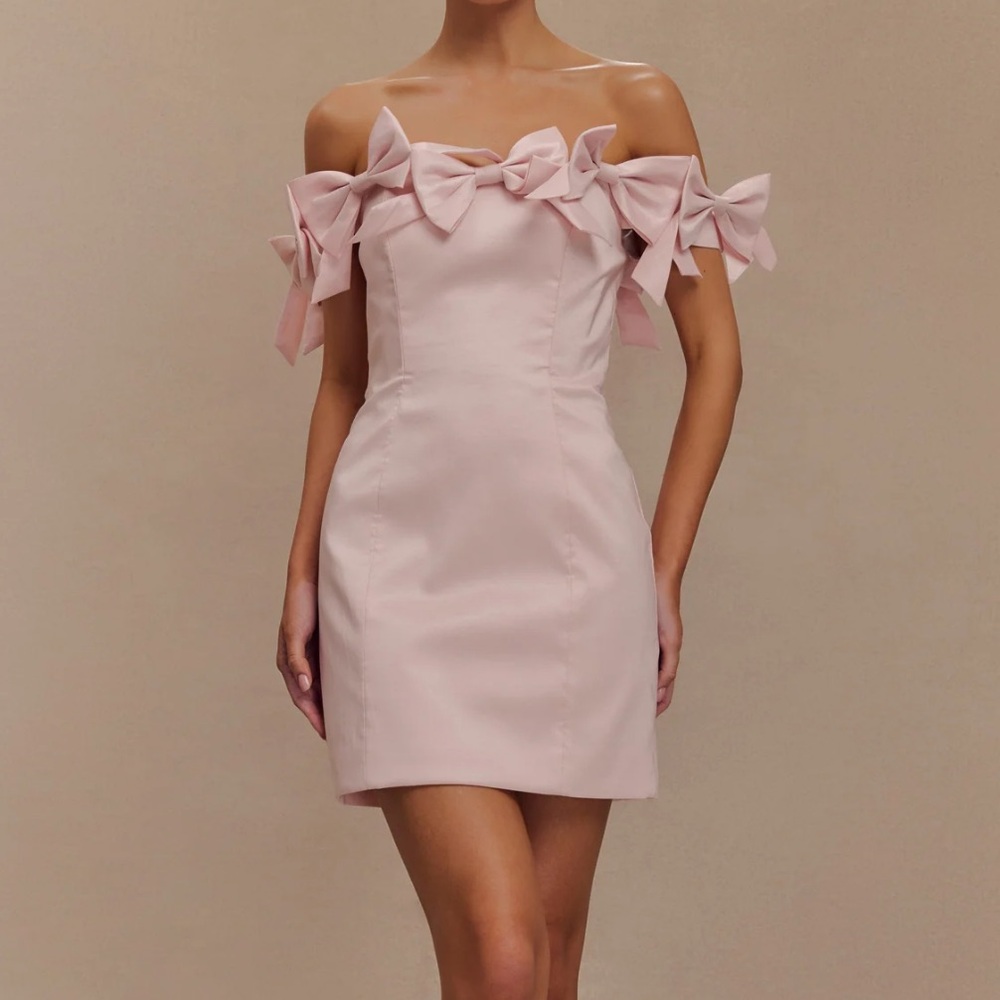 Meshki Rose Mini Dress in Powder Pink